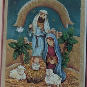 NWT 16 Glitter Nativity Christmas Cards Paper Magic Sealed Box Christian Holiday